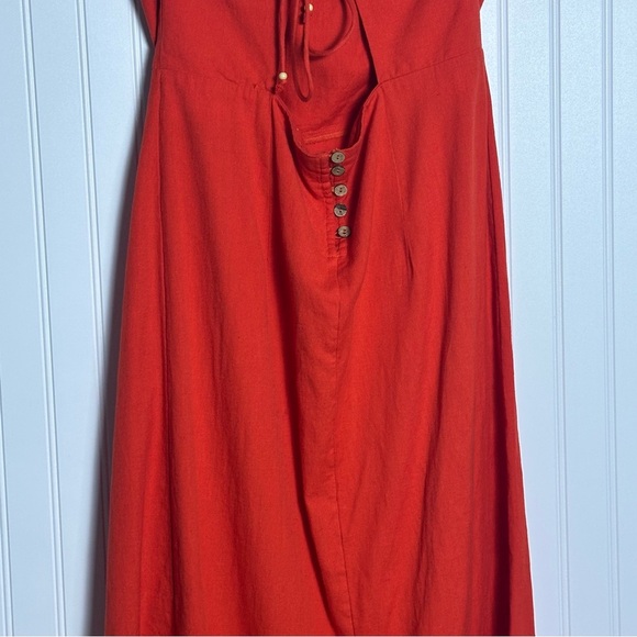 Free People Francesca Midi Dress Size XL NWT Open, tie-back side slit unlined - Picture 11 of 14